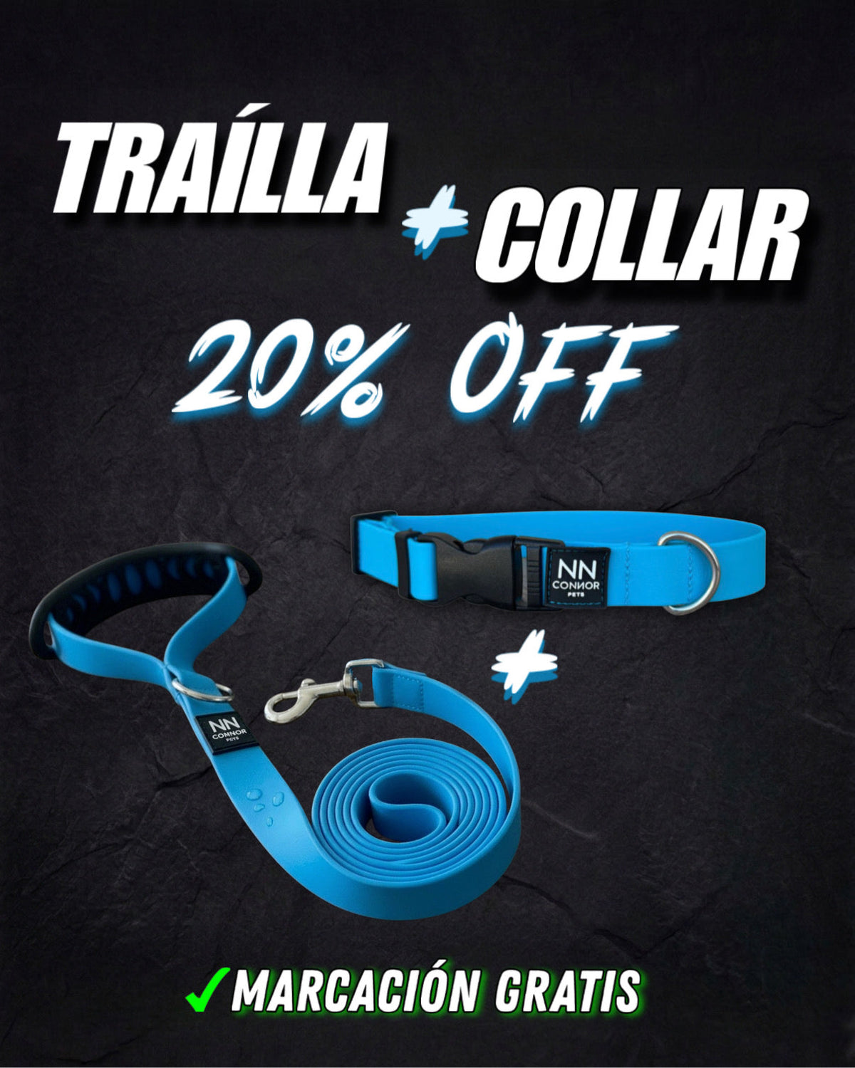 trailla + collar - 20% + ✅ Marcación GRATIS para collar